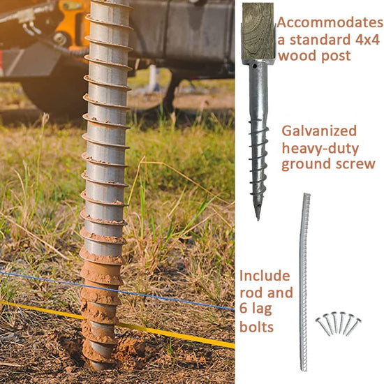 Ashman Ground Screw No Dig, U-Model Screw in Post Stake - 27" Inch Long, Fits Standard 4x4 (3.5" X 3.5" Inch) Great for Mailbox Posts