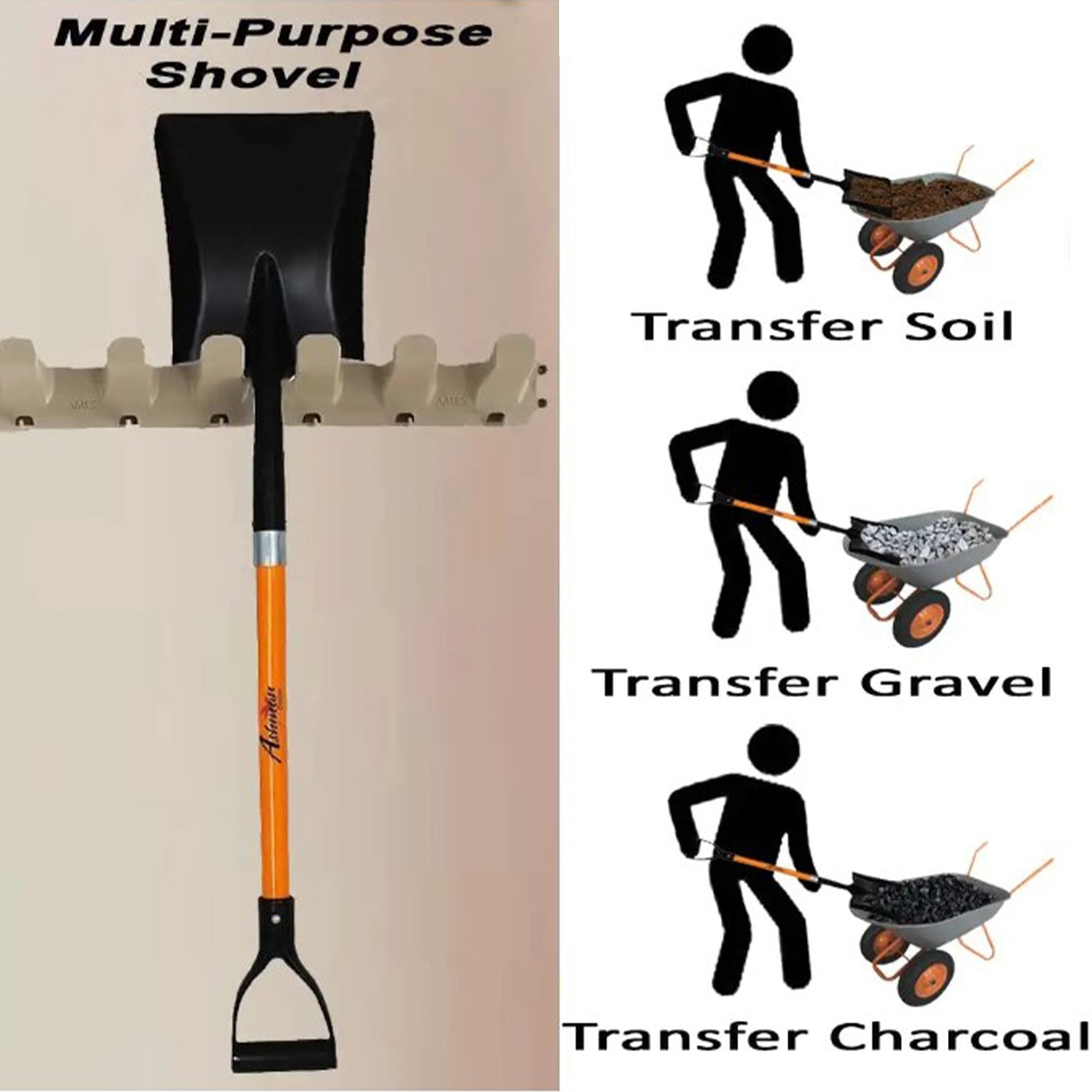 Ashman Square Shovel (Large) – (1 Pack) – 41 Inches Long D Handle Grip –  Ashman Online